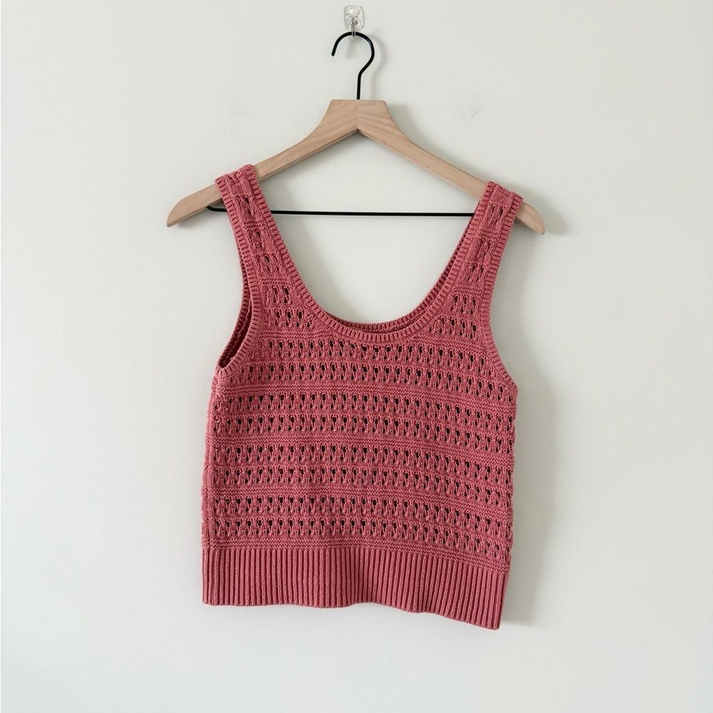 Old Navy Crochet Knit Cotton Tank in Coral Size S